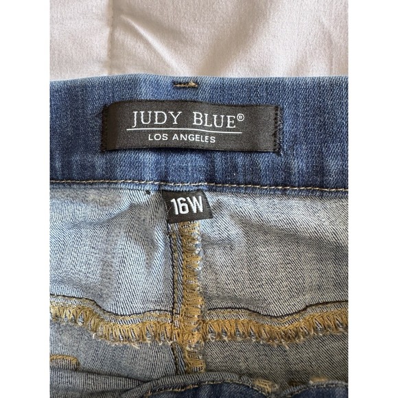 Judy Blue Jeans Womens Sz 16w Pull On Skinny Fit Jegging Distressed Blue Denim - Picture 3 of 8